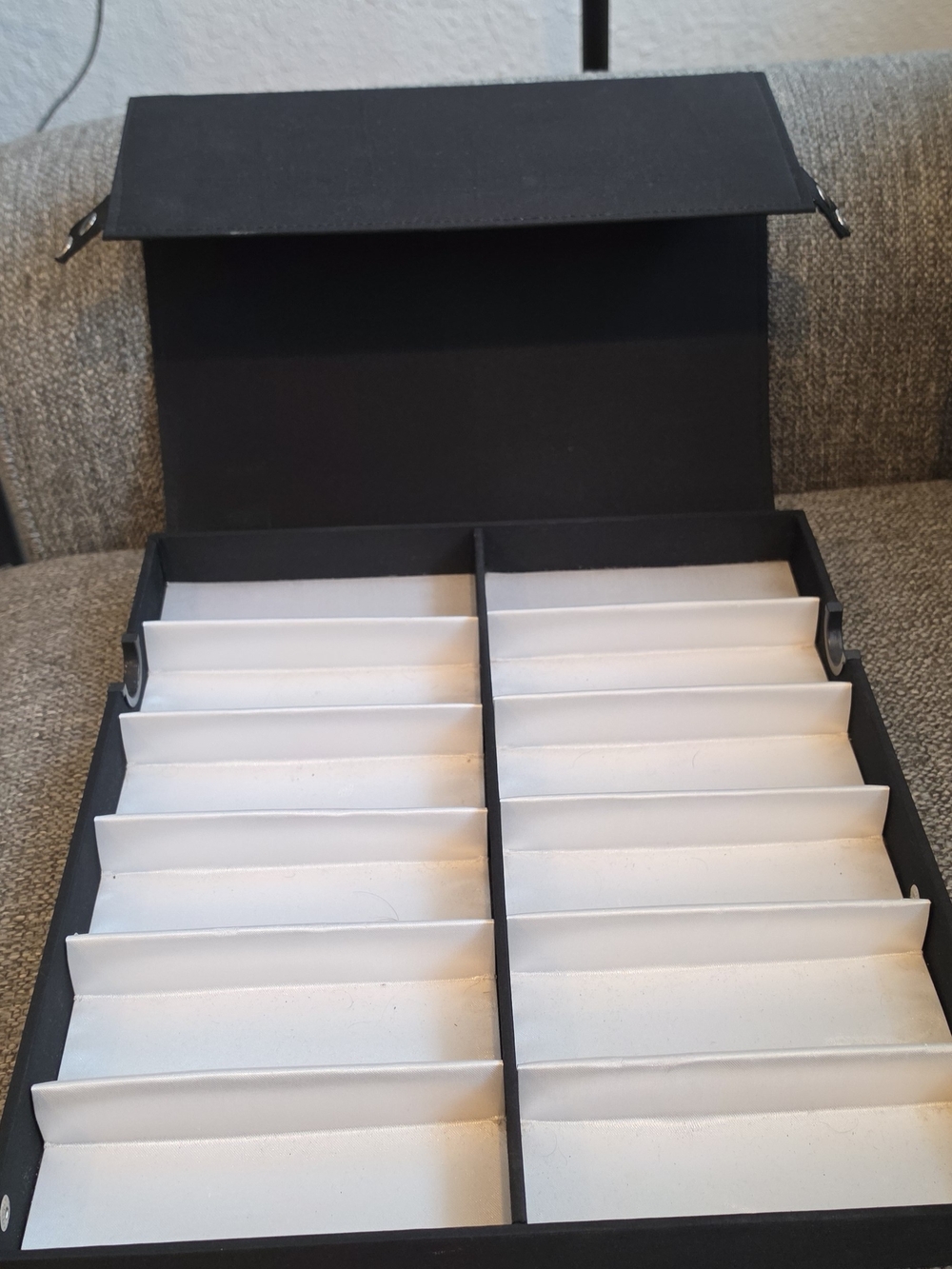 Black Jewelry Organizer Box with White Dividers - Unbranded